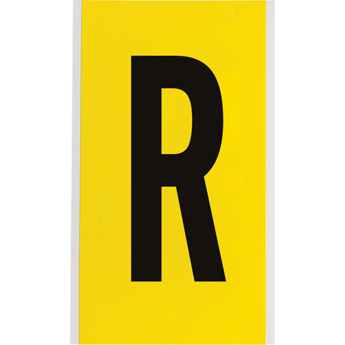 Brady 3470-R Repositionable Individual Number & Letter Label, R, 6" H, Black on Yellow