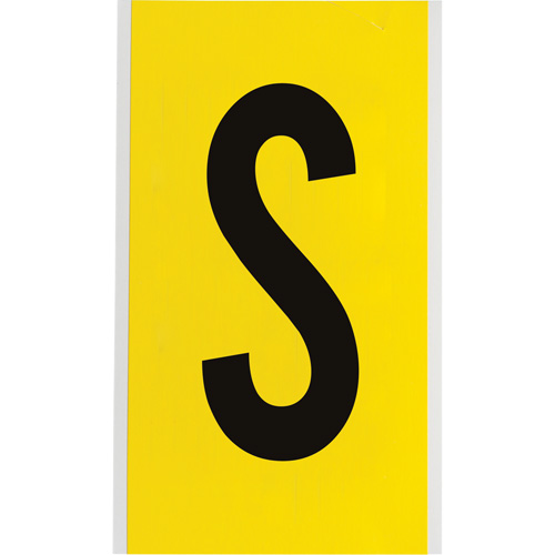 Brady 3470-S Repositionable Individual Number & Letter Label, S, 6" H, Black on Yellow