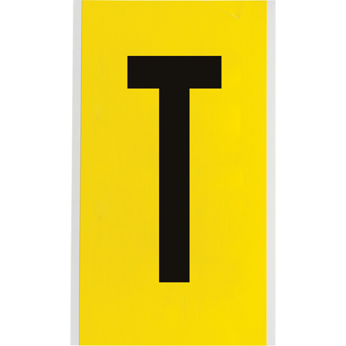 Brady 3470-T Repositionable Individual Number & Letter Label, T, 6" H, Black on Yellow