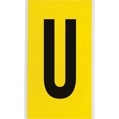 Brady 3470-U &eacute;tiquettes de lettres & chiffres individuels repositionnables, U, 6" h, Noir sur jaune