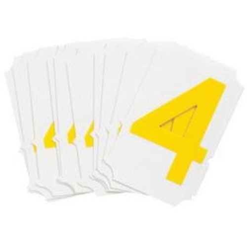 Brady 5060P-4 Quick-Align&reg; Individual Gothic Number and Letter Labels, 4, 2" H, Yellow