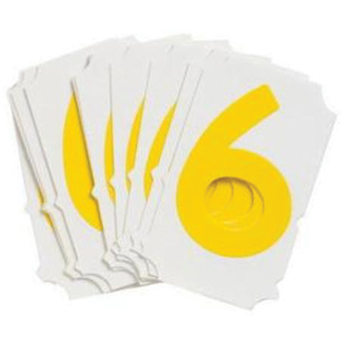 Brady 5060P-6 Quick-Align&reg; Individual Gothic Number and Letter Labels, 6, 2" H, Yellow