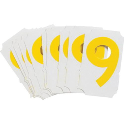 Brady 5060P-9 Quick-Align&reg; Individual Gothic Number and Letter Labels, 9, 2" H, Yellow