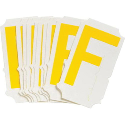 Brady 5060P-F Quick-Align&reg; Individual Gothic Number and Letter Labels, F, 2" H, Yellow