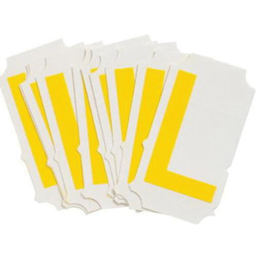 Brady 5060P-L Quick-Align&reg;Individual Gothic Number and Letter Labels, L, 2" H, Yellow