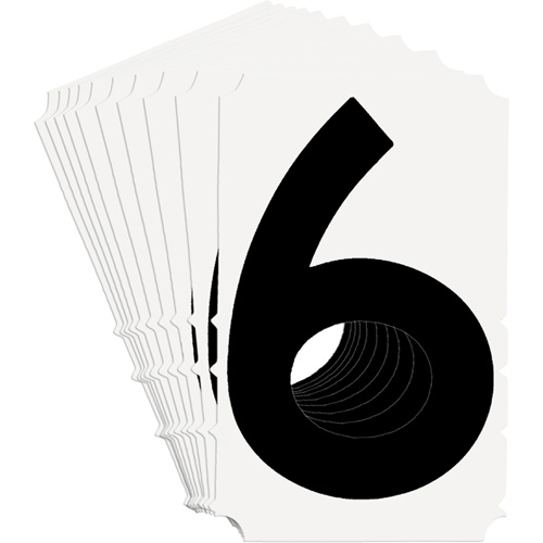 Brady 5100P-6 Quick-Align&reg; Individual Gothic Number and Letter Labels, 6, 3" H, Black