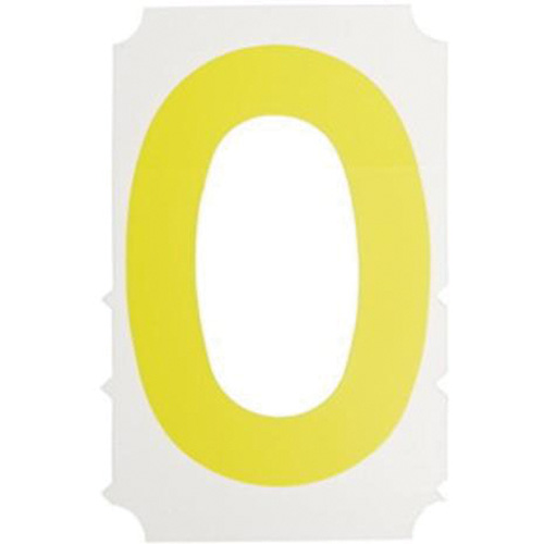 Brady 5110P-0 Quick-Align&reg; Individual Gothic Number and Letter Labels, 0, 3" H, Yellow