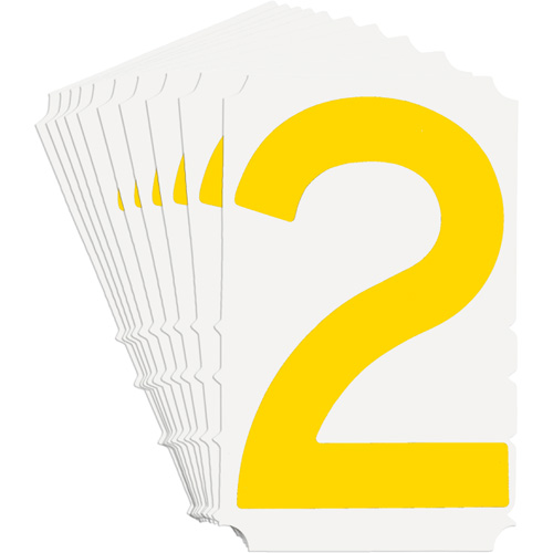 Brady 5110P-2 Quick-Align&reg; Individual Gothic Number and Letter Labels, 2, 3" H, Yellow