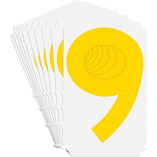 Brady 5110P-9 Quick-Align&reg; Individual Gothic Number and Letter Labels, 9, 3" H, Yellow