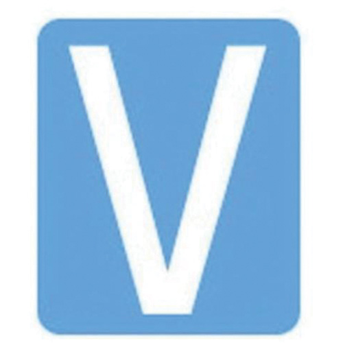 Brady 5130P-V Quick-Align&reg; Individual Gothic Number & Letter Labels, V, 3" H, White