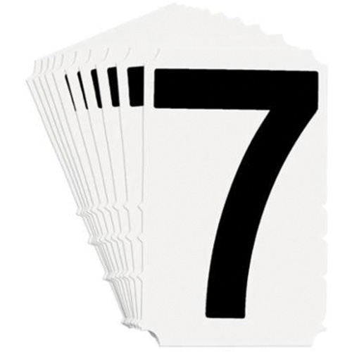 Brady 5140P-7 Quick-Align&reg; Individual Gothic Number & Letter Labels, 7, 4" H, Black on White