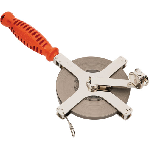 Lufkin By Crescent C1288BLKN Surveying & Engineer's Chrome Clad&reg; Tape Measure with Blank Leader, 3/8" x 200'