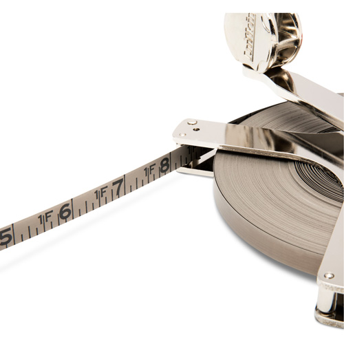 Lufkin By Crescent C1288BLKN Surveying & Engineer's Chrome Clad&reg; Tape Measure with Blank Leader, 3/8" x 200'