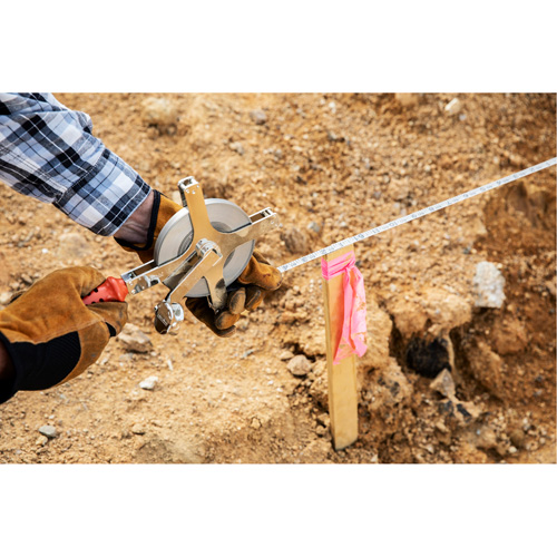 Lufkin By Crescent C1288BLKN Surveying & Engineer's Chrome Clad&reg; Tape Measure with Blank Leader, 3/8" x 200'