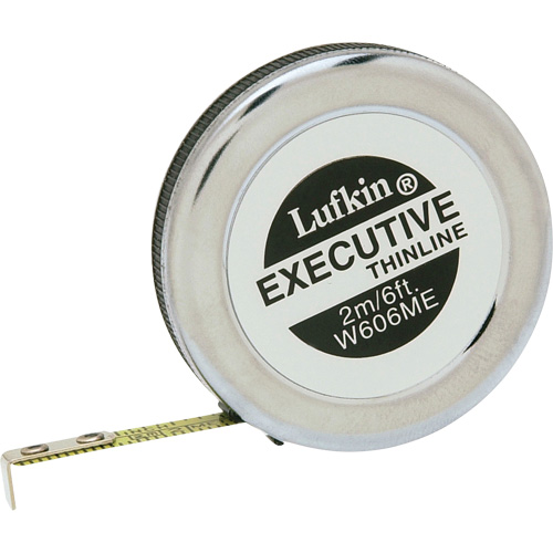 Lufkin By Crescent W606ME Executive&reg; Thinline Yellow Clad Pocket SAE/Metric Tape Measure, 1/4" x 6'