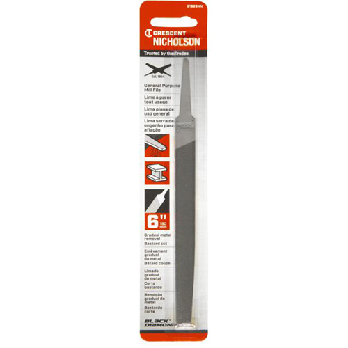 Nicholson By Crescent 21832NN Single Cut File, Flat, 8", Bastard