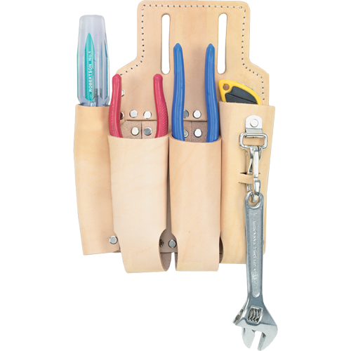 Kuny's PL-32 4-Way Lineman Tool Pouches, Multiple Tool Holder, Leather, 4 Pockets
