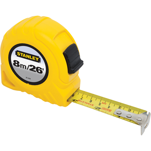 Stanley Tools 30-456 Ruban &agrave; mesurer r&eacute;sistant aux impacts, 1" x 26', Marques de goujon 16th Milimeters