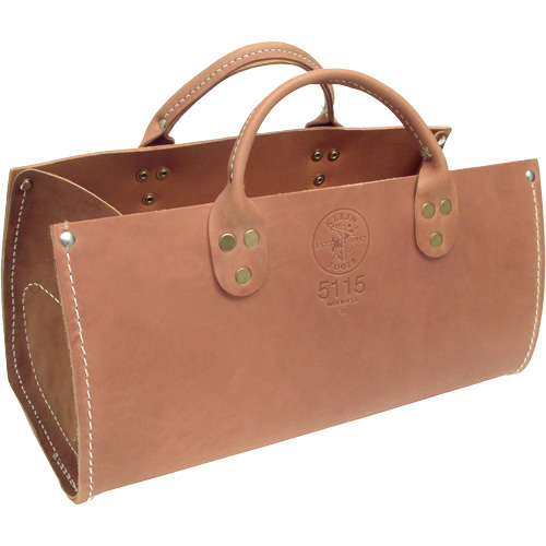 Klein Tools 5115 Leather Tote Bag, Leather, 1 Pockets, Brown