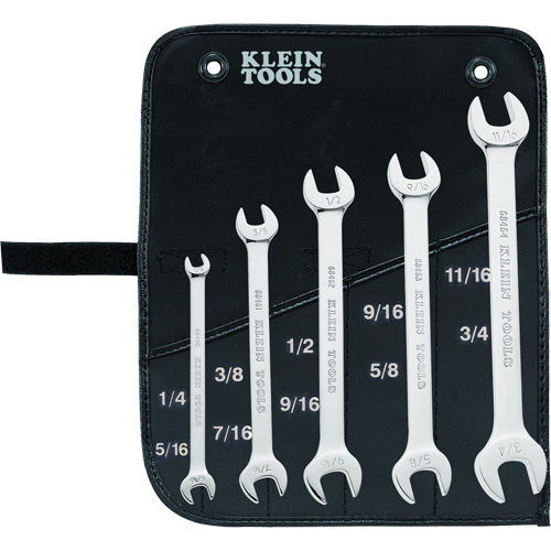 Klein Tools 68450 Wrench Set with Pouch, Open-Ended, 5 Pieces