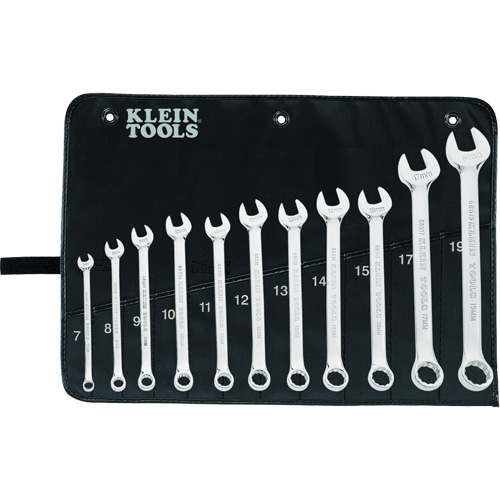 Klein Tools 68502 Jeu de cl&eacute;s mixtes m&eacute;triques, Combinaison, 11 morceaux, M&eacute;trique