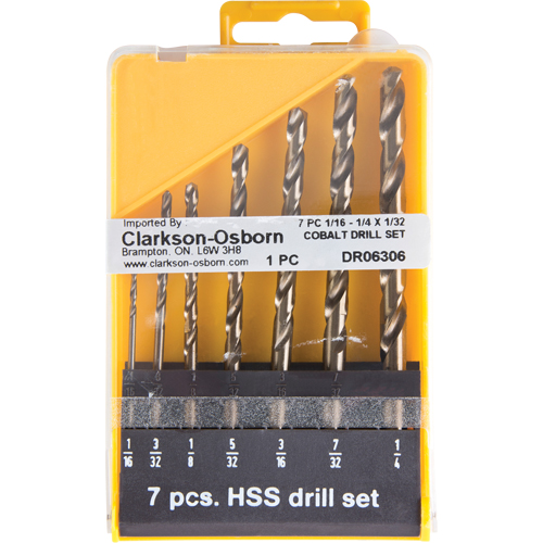 Clarkson Osborn DR06306 Jobber Length Drill Set, 7 Pieces, Cobalt