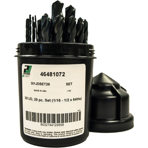 Precision 6481072 Jobber Length Drill Bit Set, 29 Pieces, High Speed Steel