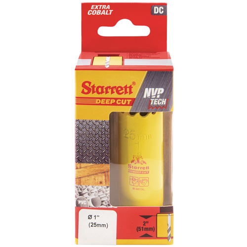 Starrett DCH0100-G Bi-Metal Holesaw - 1", 1", 2" Depth of Cut, Bi-Metal