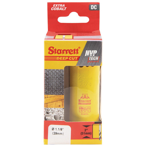 Starrett DCH0118-G Bi-Metal Holesaw - 1-1/8", 1-1/8", 2" Depth of Cut, Bi-Metal