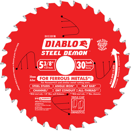 Diablo D053830FMX Lame de scie circulaire, 5-3/8", 30 dents, Pour M&eacute;tal