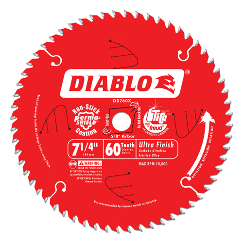 Diablo D0760A Circular Saw Blade, 7-1/4", 60 Teeth, Wood Use