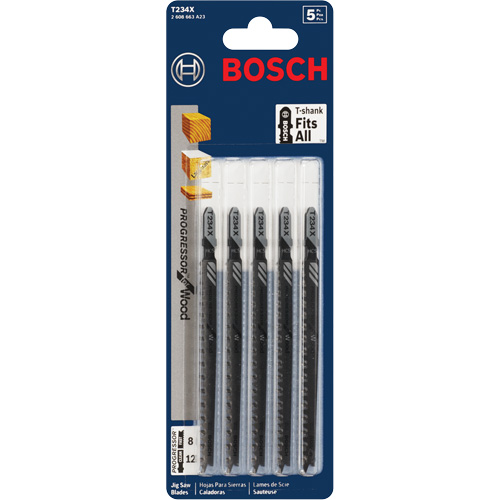 Bosch T234X Lame de scie sauteuse, Acier &agrave; haute teneur en carbone, Tige en T, 4-5/8" lo, 8-12 dents par pouce