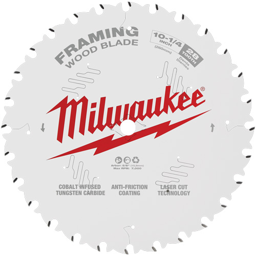 Milwaukee 48-40-1038 Framing Circular Saw Blade, 10-1/4", 28 Teeth, Wood Use