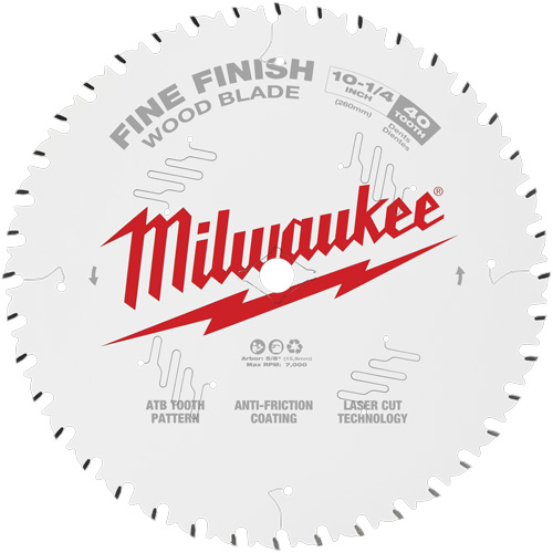Milwaukee 48-40-1040 Fine Finish Circular Saw Blade, 10-1/4", 40 Teeth, Wood Use