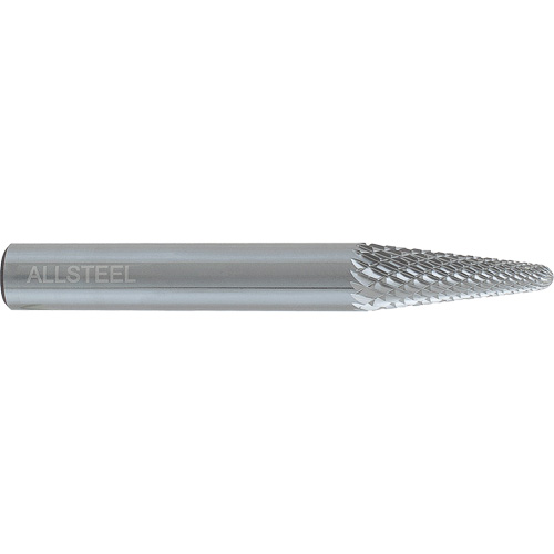 Walter Surface Technologies 01W331 ALLSTEEL Cone Shape Carbide Burr, SL-3, 3/8" Dia., 1/4" Shank, 1-1/16" Depth of Cut
