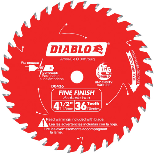 Diablo D0436X Circular Trim Saw Blade, 4-1/2", 36 Teeth, Wood Use