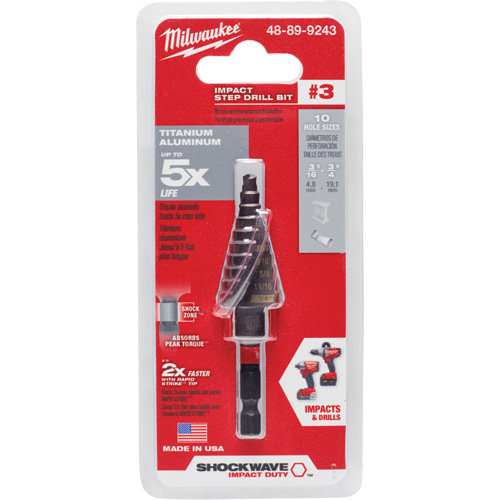 Milwaukee 48 89 9243 3 Shockwave Impact Duty Step Drill Bit 3 16