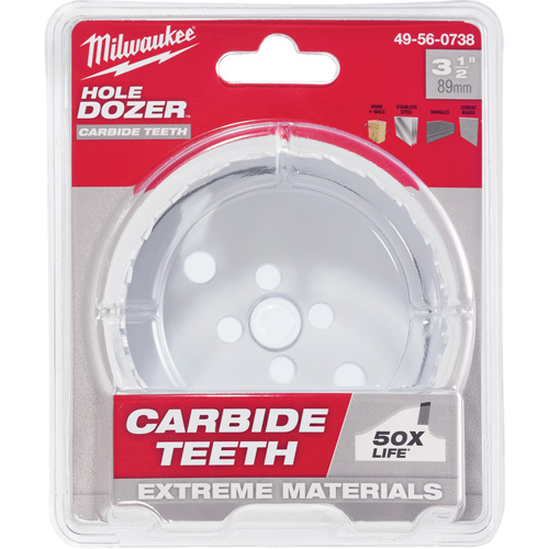 Milwaukee 49-56-0738 Scie-cloche Hole Dozer, 3-1/2", Profondeur de la coupe 1-5/8", Carbure