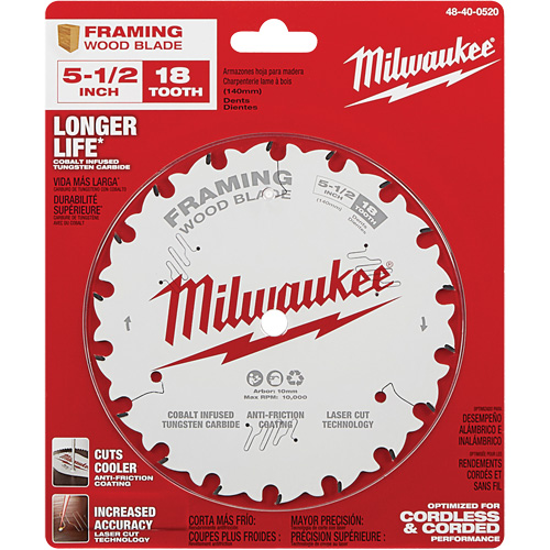 Milwaukee 48-40-0520 Framing Circular Saw Blade, 5-1/2", 18 Teeth, Wood Use