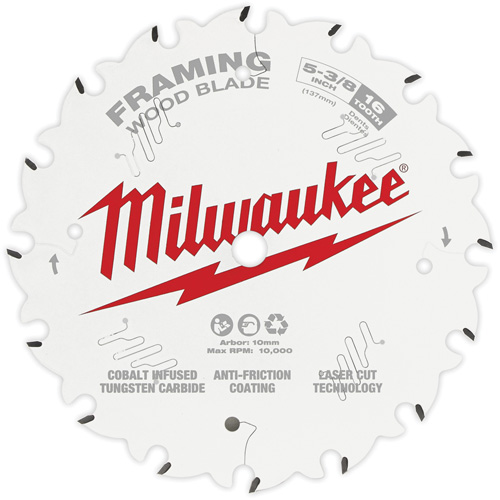 Milwaukee 48-40-0522 Lame de scie circulaire &agrave; charpente, 5-3/8", 16 dents, Pour Bois