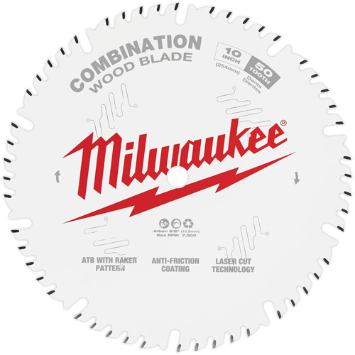 Milwaukee 48-40-1026 Combination Circular Saw Blade, 10", 50 Teeth, Wood Use