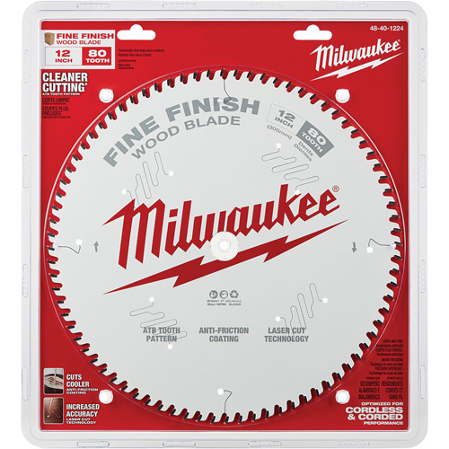 Milwaukee 48-40-1224 Fine Finish Circular Saw Blade, 12", 80 Teeth, Wood Use
