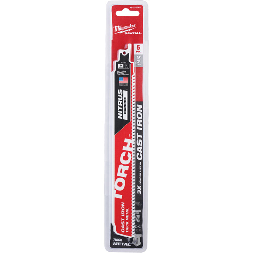Milwaukee 48-00-5562 Sawzall&reg; Torch Reciprocating Saw Blades, Carbide, 7 TPI, 9" L x 2" W