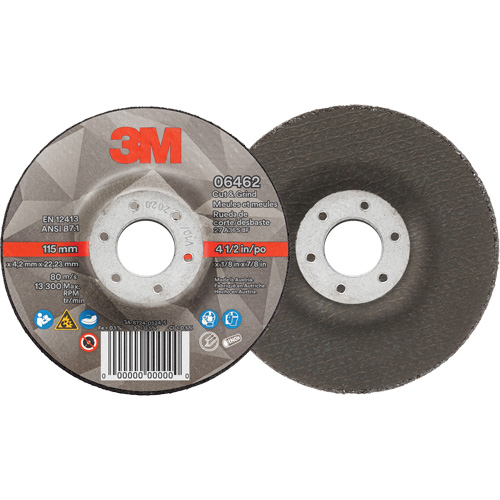 3M AB06462 Cut & Grind Wheel, 4-1/2" x 1/8", 7/8" Arbor, Type 27, Ceramic