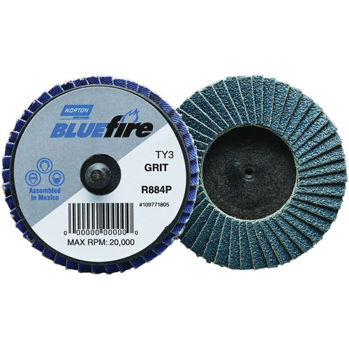 Norton 77696090166 Mini disques &agrave; lamelles BlueFire R884P, 2" x Type 27, Grain 40, Alumine de zirconium