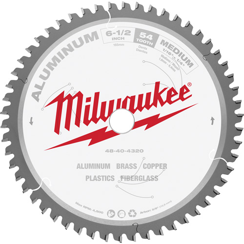 Milwaukee 48-40-4320 Lame de scie circulaire en aluminium, 6-1/2", 54 dents, Pour M&eacute;tal