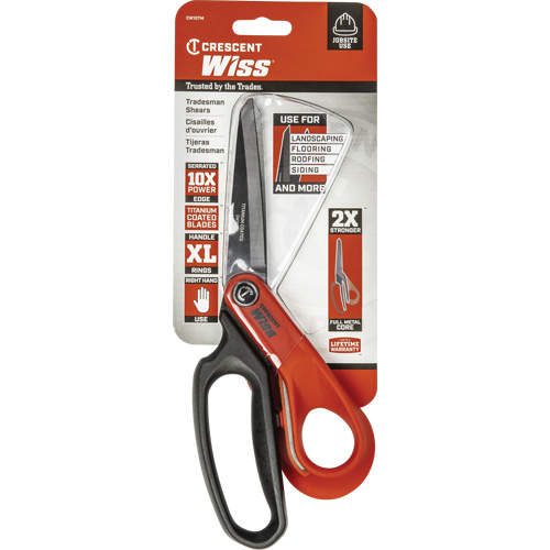 Wiss By Crescent CW10TM Cisailles robustes &agrave; rev&ecirc;tement en titane pour ouvriers professionnels, 10", Poign&eacute;e Anneaux