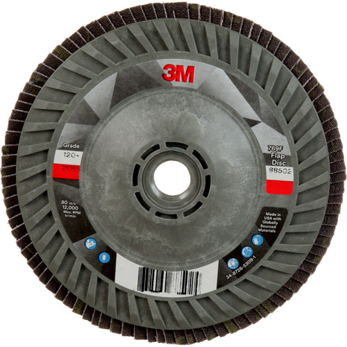 3M AB88502 Disque &agrave; lamelles &agrave; changement rapide 769F, 5" x 5/8"-11, Type 27, Grain 120+, C&eacute;ramique