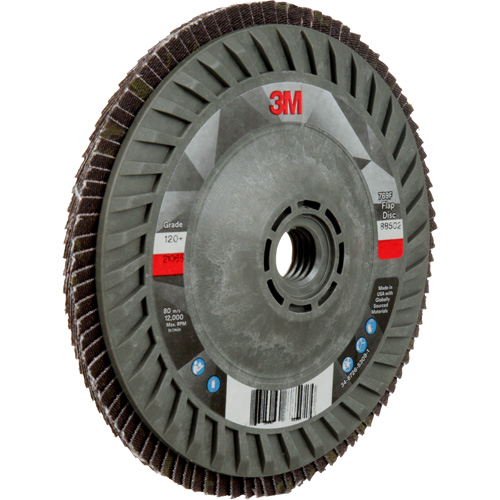 3M AB88502 Disque &agrave; lamelles &agrave; changement rapide 769F, 5" x 5/8"-11, Type 27, Grain 120+, C&eacute;ramique