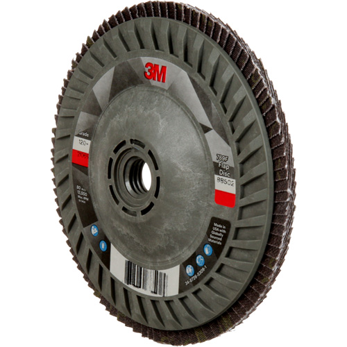 3M AB88502 Disque &agrave; lamelles &agrave; changement rapide 769F, 5" x 5/8"-11, Type 27, Grain 120+, C&eacute;ramique